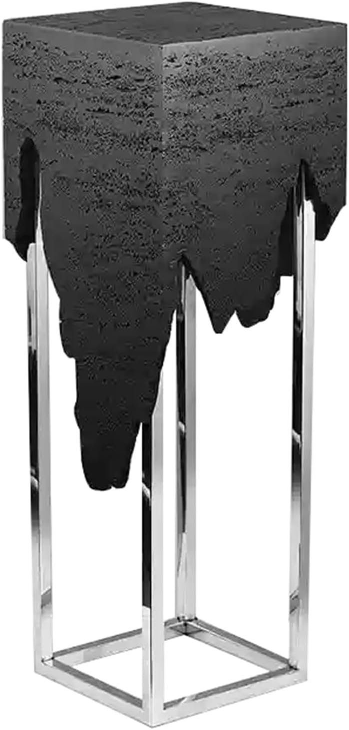 Black Gold Marble Cube Display Pedestal Stand