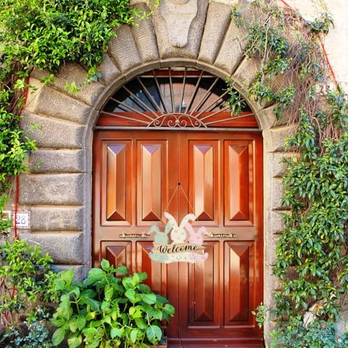 Easter Door Sign with Cute Bunny Welcome Decor