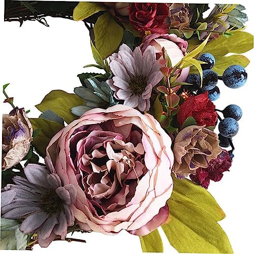 1pc Rattan Wreath Simulated Peony Garland Front Door Decor