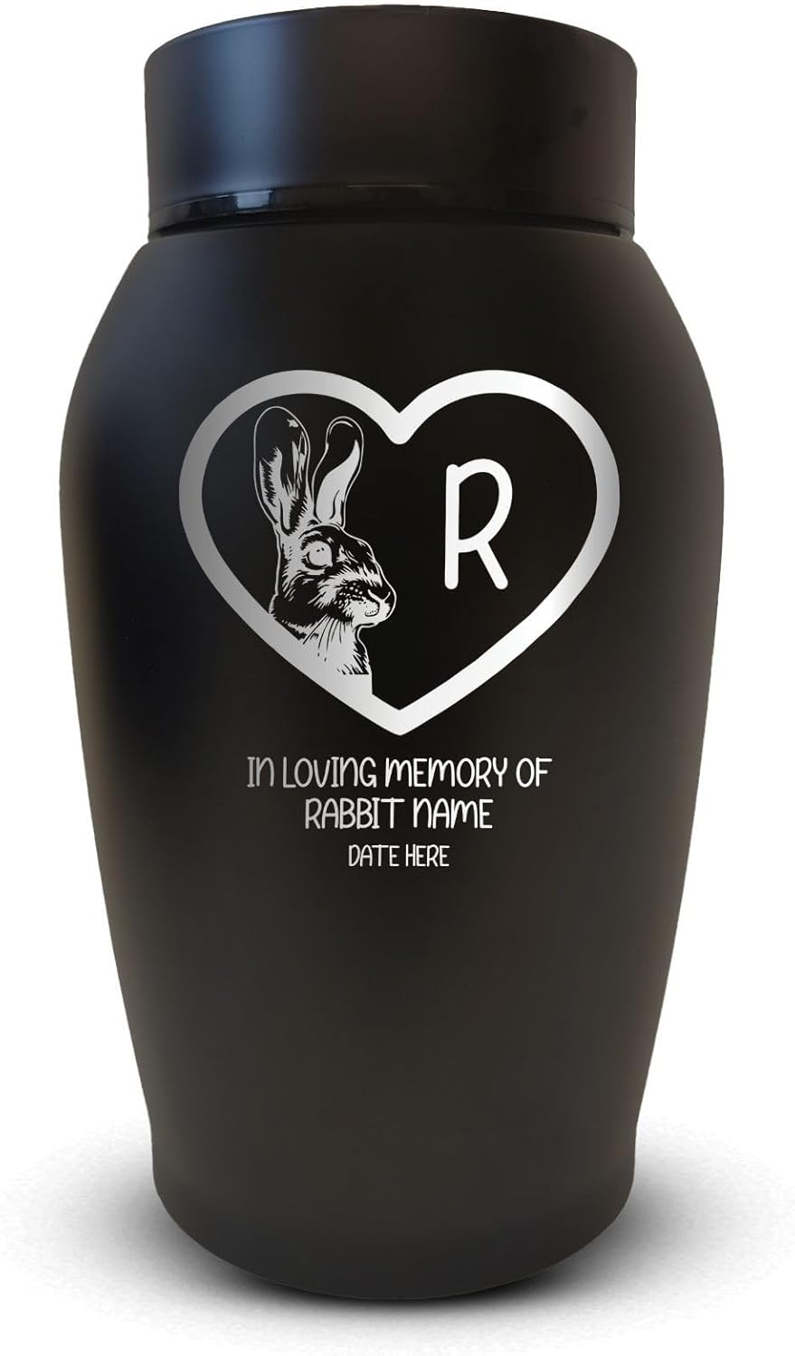 Personalized Custom Small Urn with Pet Name and Rabbit Design