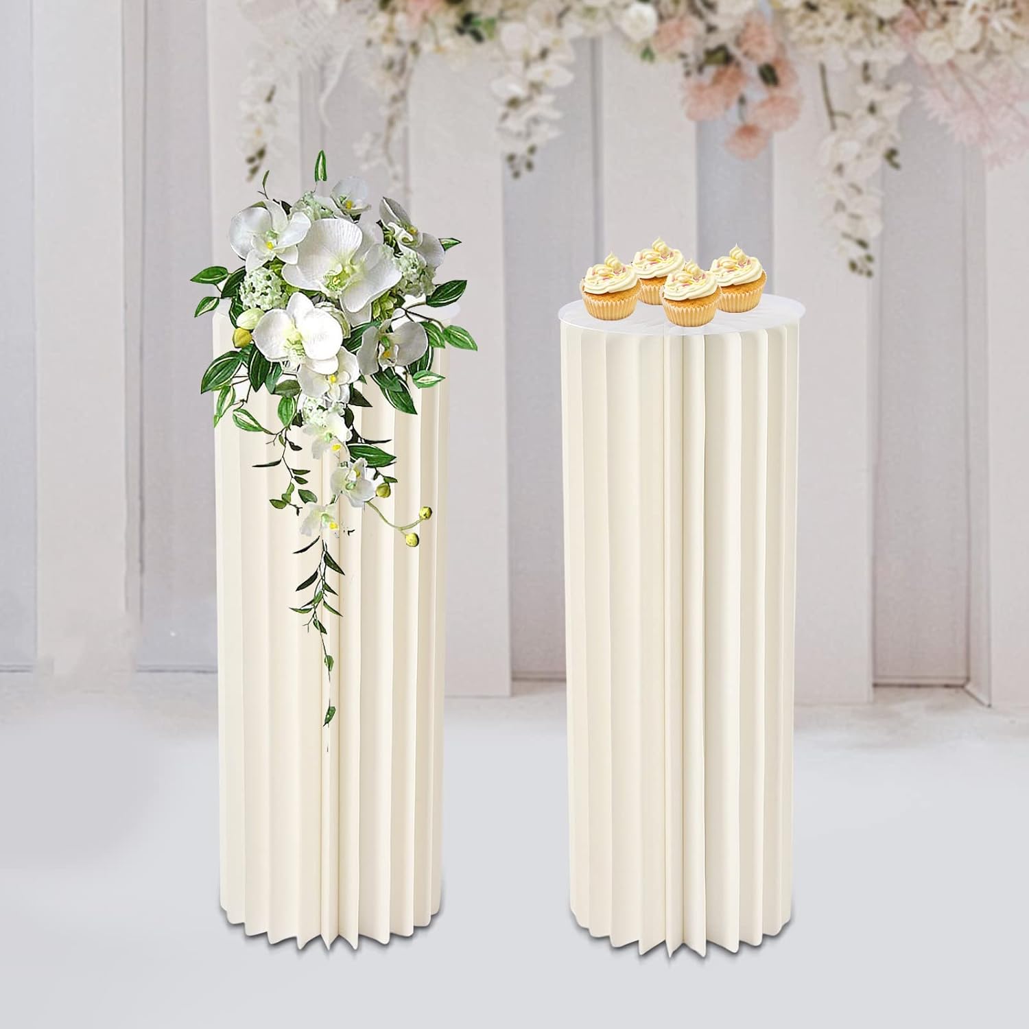 Foldable Cardboard Cylinder Stands 2pcs for Wedding Centerpieces