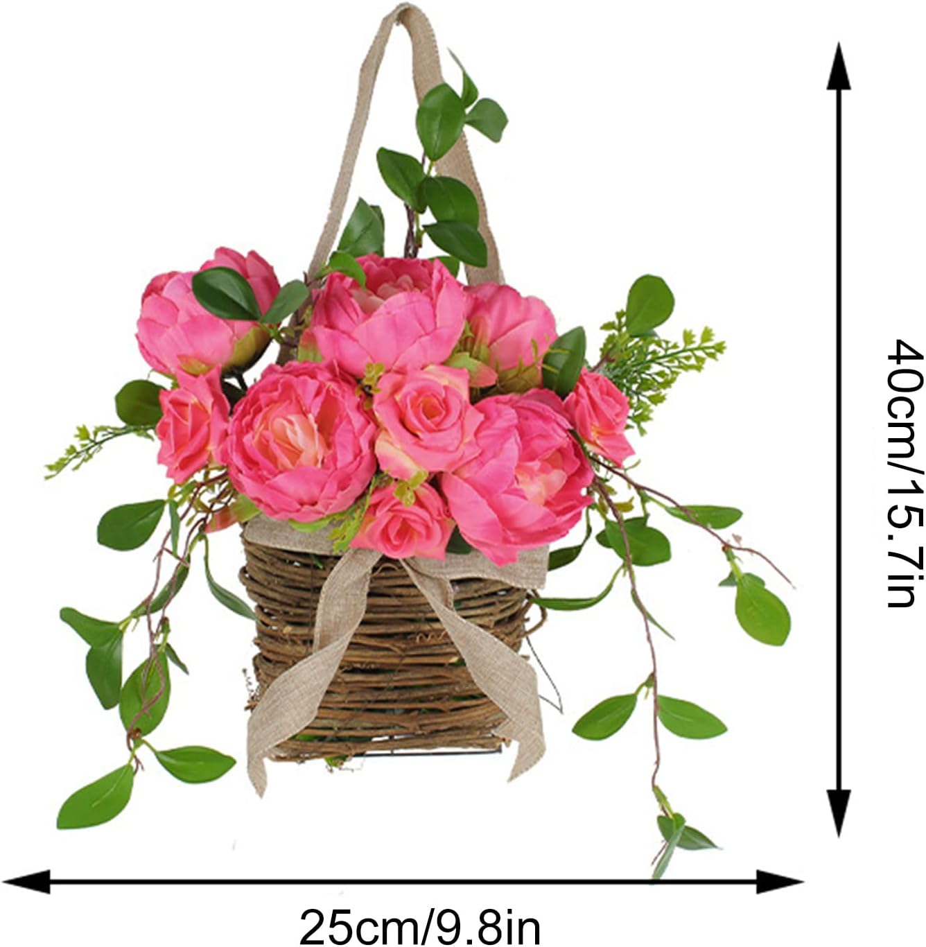 Asodomo Pink Peony Flower Wreath Door Decor