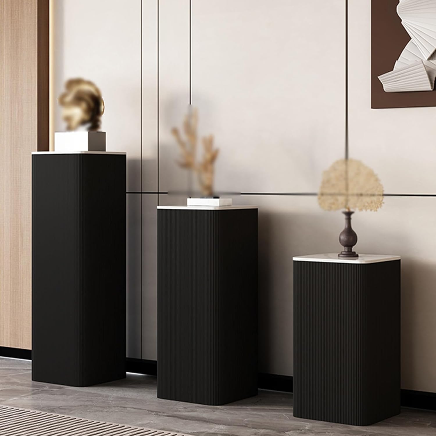 Cube Pedestal Display Stand Black 30x30x100cm