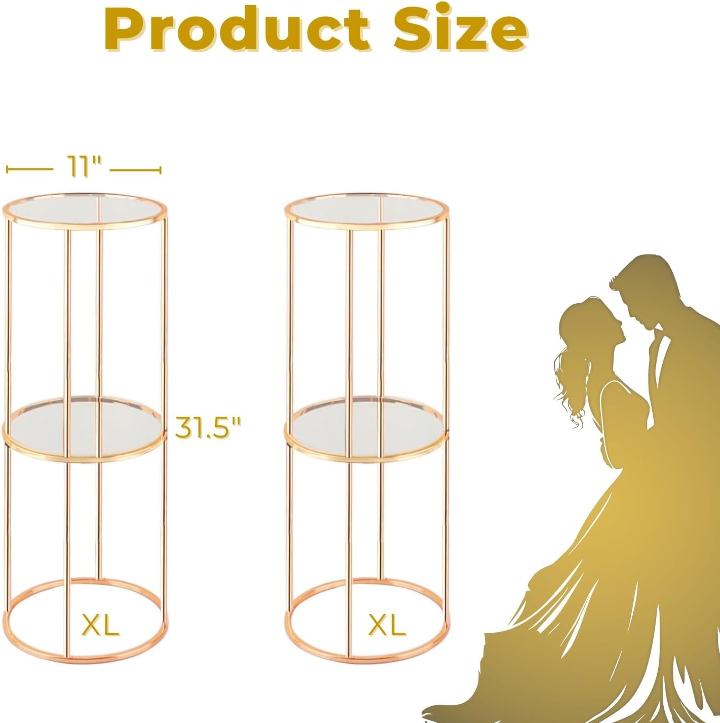 2PCS 2 Tier Round Gold Cake Stand for Party