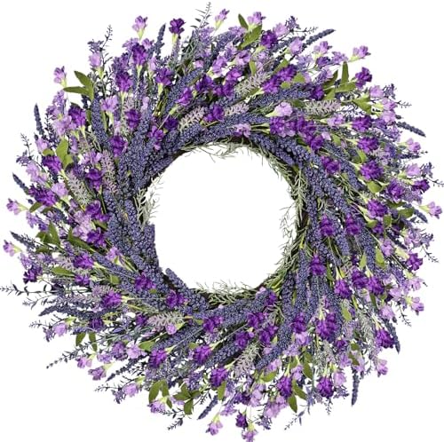 26 Inch Purple Lavender Wreath for Front Door Wedding Farmhouse