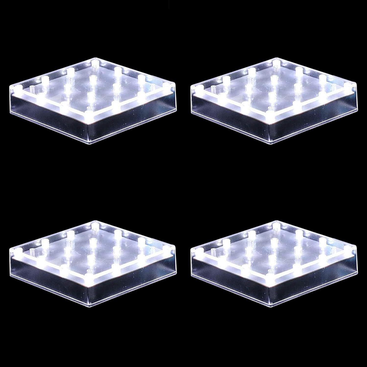 LARDUX 4 Pack LED Light Base for Glass Art Display
