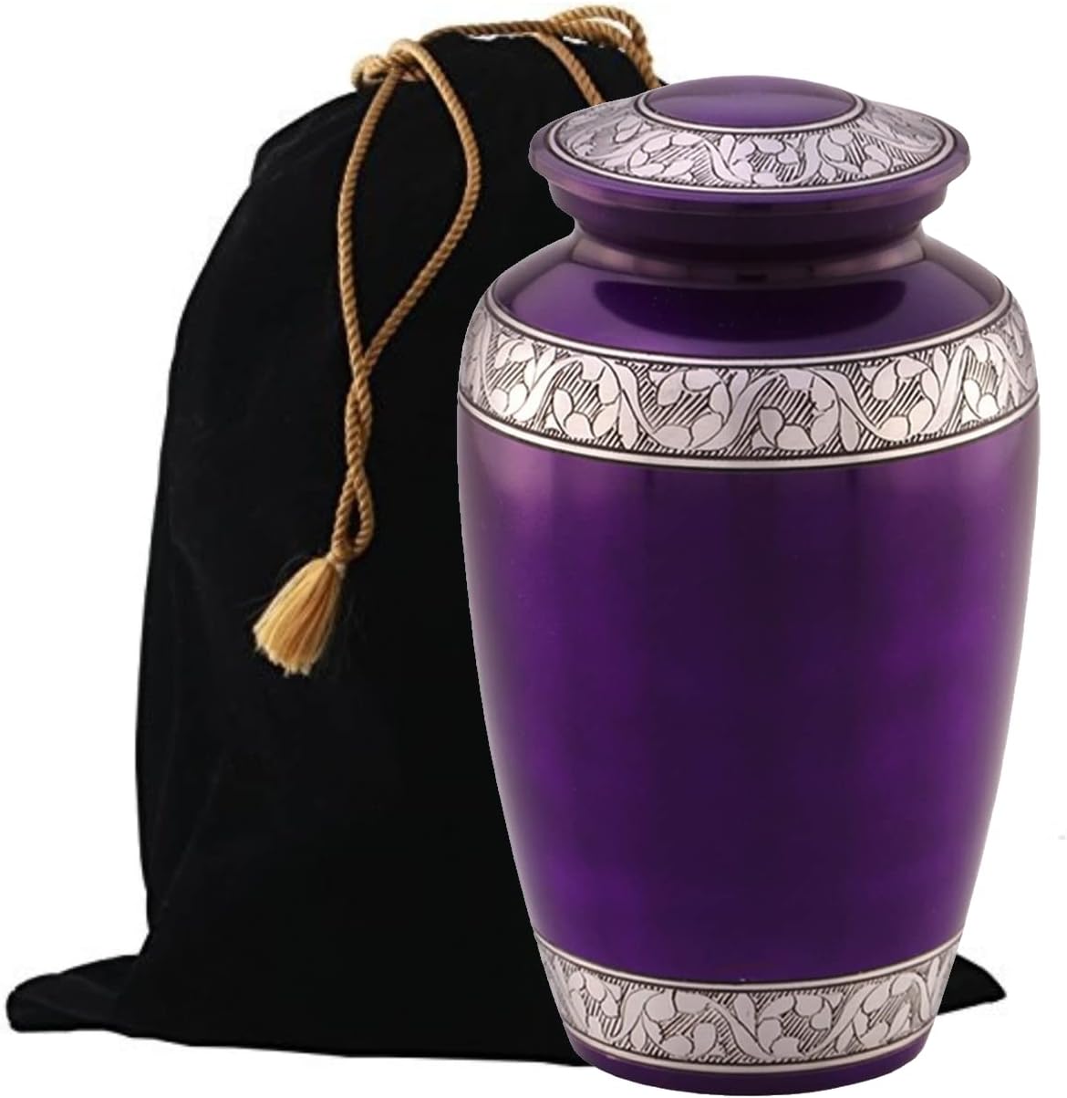 Mulberry Silver Band Cremation Urn for Human Ashes