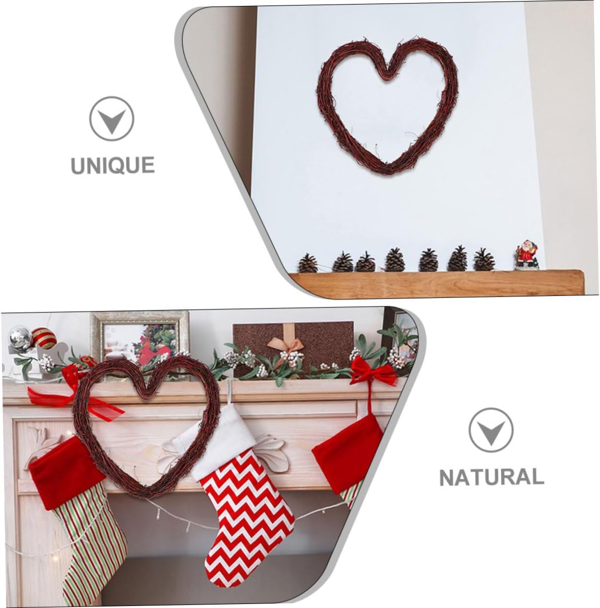 Bohemian Style Heart Shaped Rattan Wreath Frame