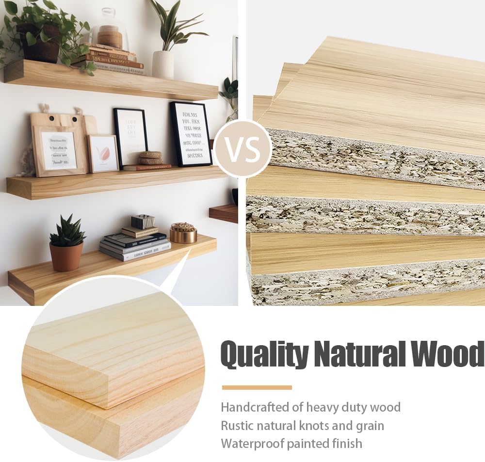 Habudda Floating Shelves 236 x 67 x 16 2-Pack Natural Wood