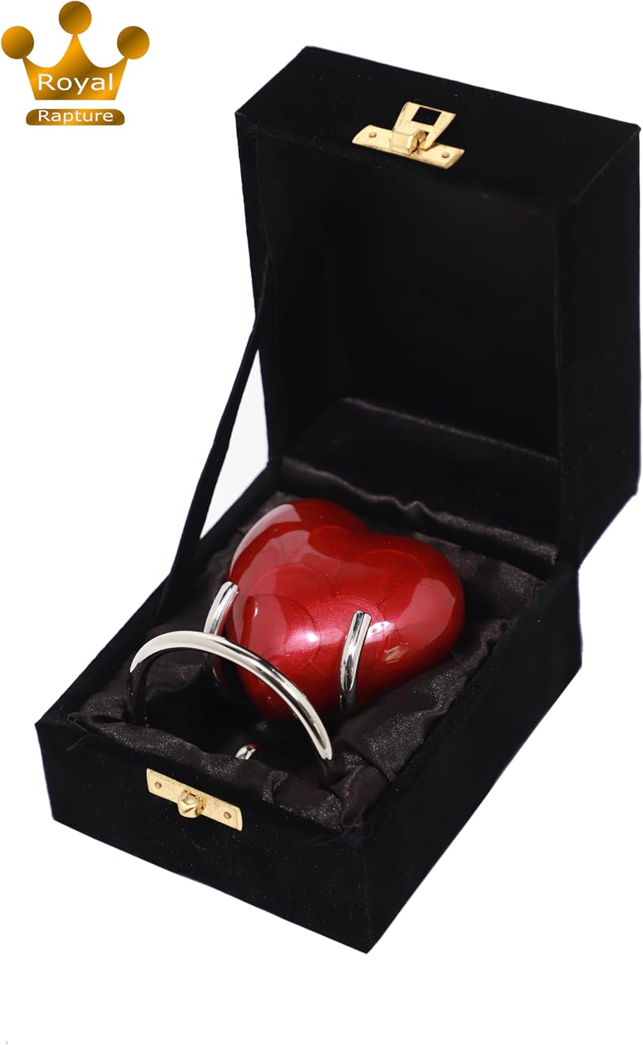 Royal Rapture Heart Urn for Ashes with Stand Red Brass 3 Inch