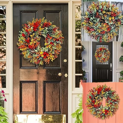 Farmhouse Autumn Wreath with Eucalyptus and Harvest Accents