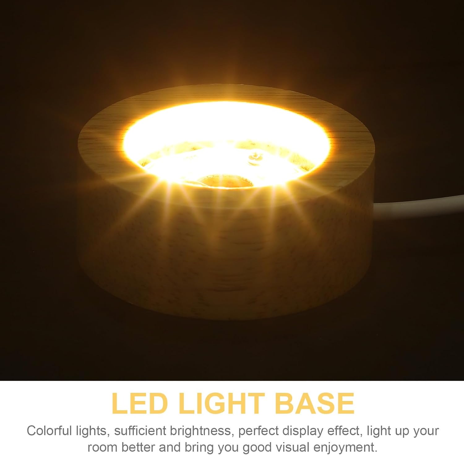 Angoily 5 Pcs Wooden LED Display Base for Crystal Art