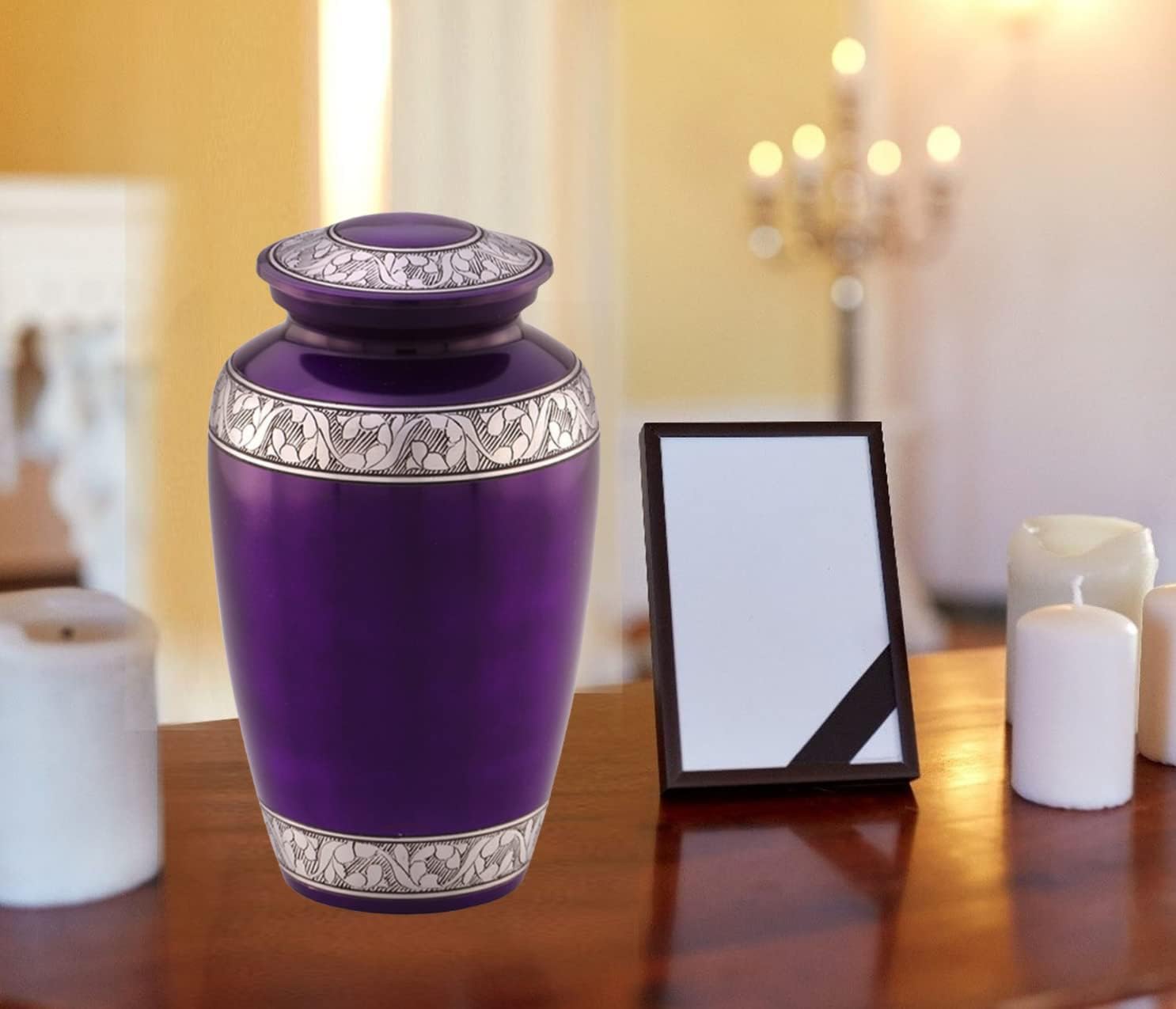Mulberry Silver Band Cremation Urn for Human Ashes