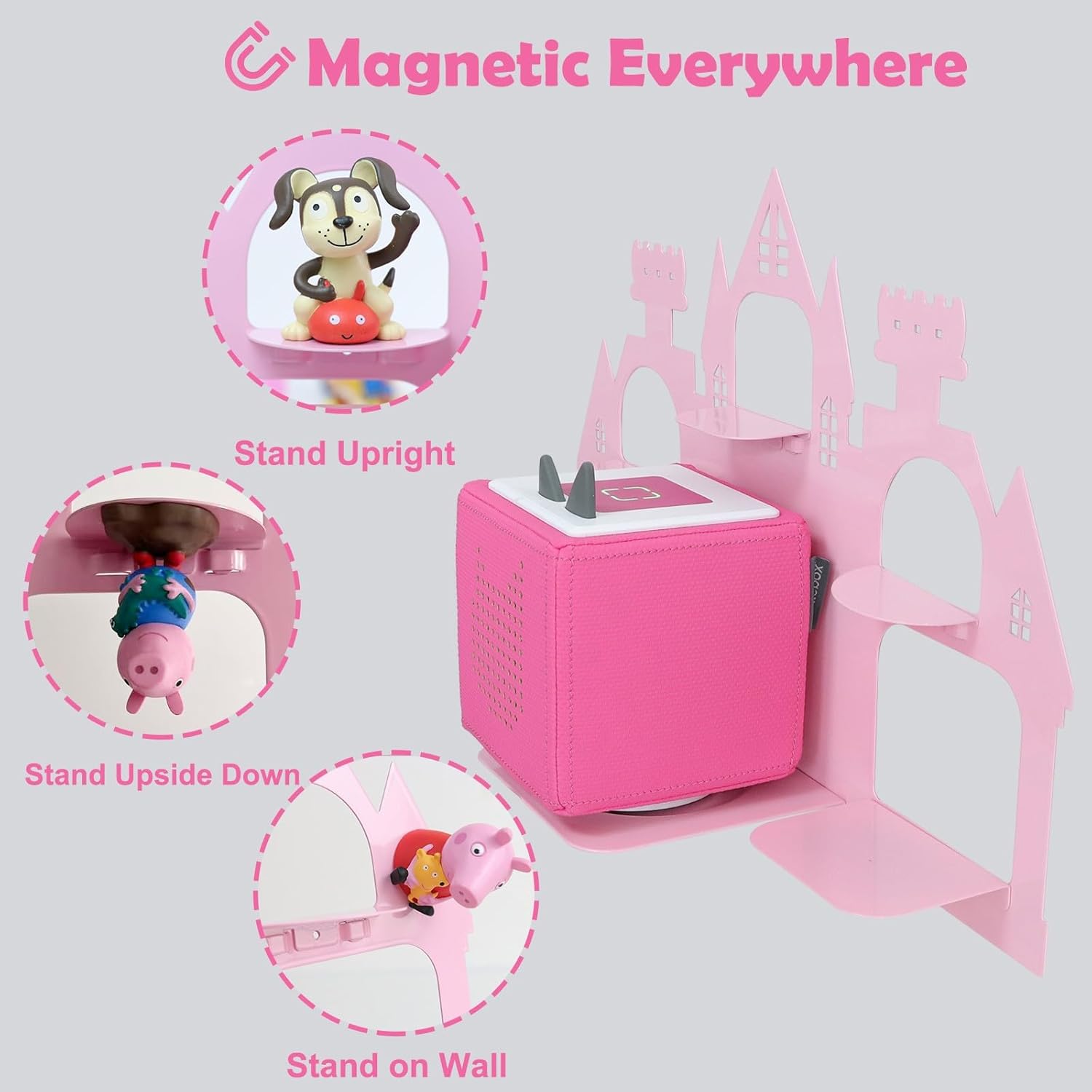 Demao Pink Castle Magnetic Floating Shelf for Toniebox