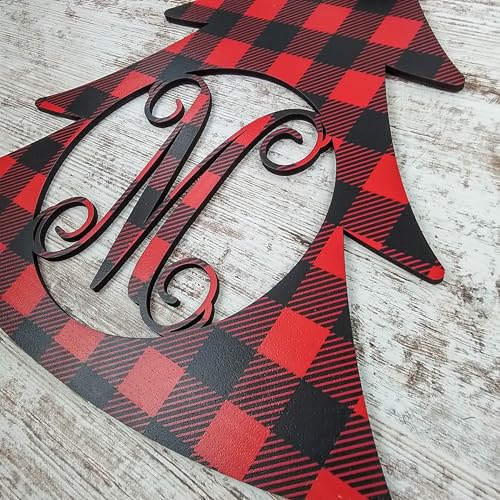 18 Inch Monogram Door Hanger with Red-Black Bow