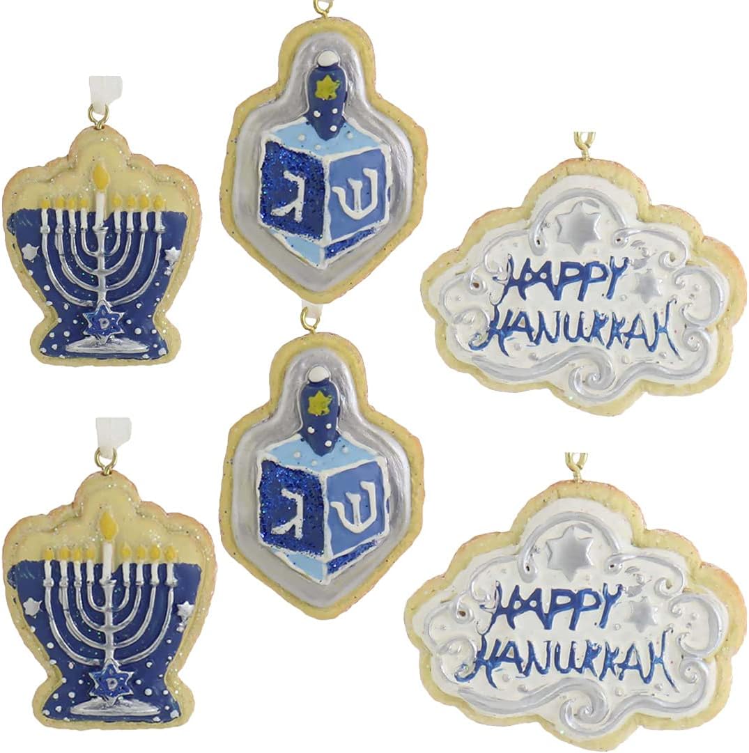 Kurt S Adler Hanukkah Ornament Set Blue White
