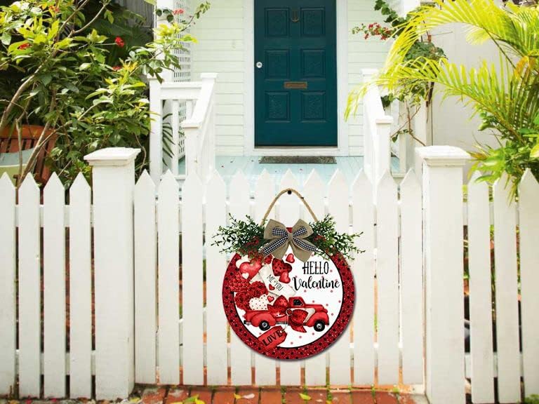 Hello Valentine Wooden Front Door Sign 11 Inches