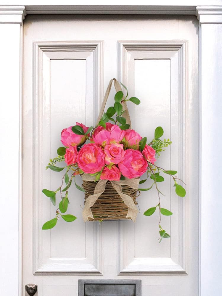Asodomo Pink Peony Flower Wreath Door Decor