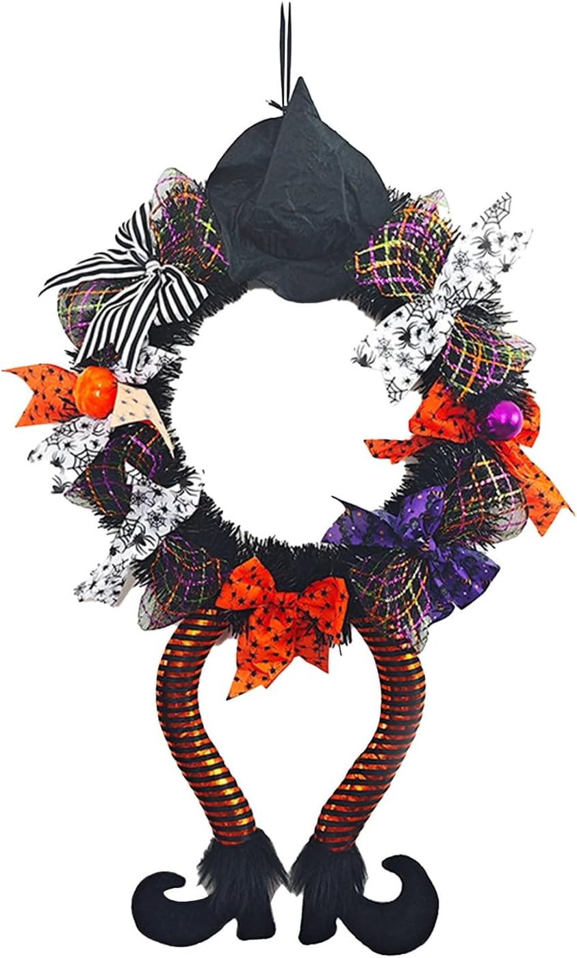 25 Inch Halloween Witch Wreath Door Decor
