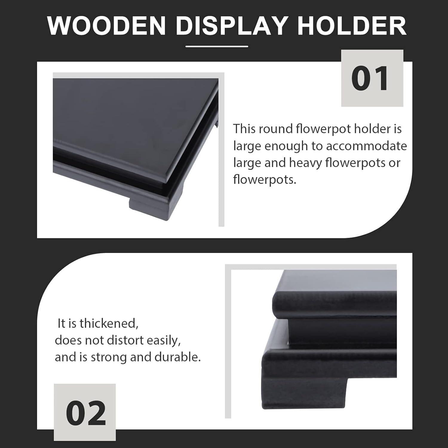Black Wood Pedestal Stand 2Pack for Vase Display