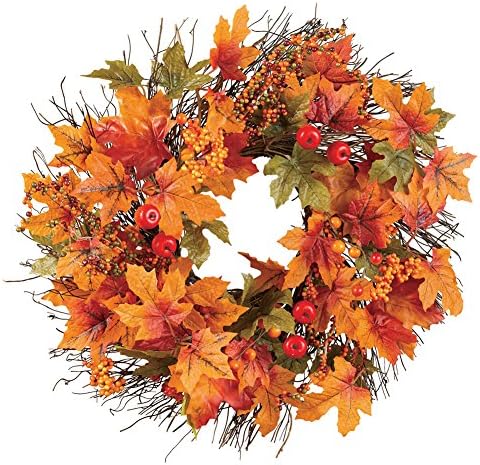Berry and Autumn Leaves Wreath 20 Inch Diameter