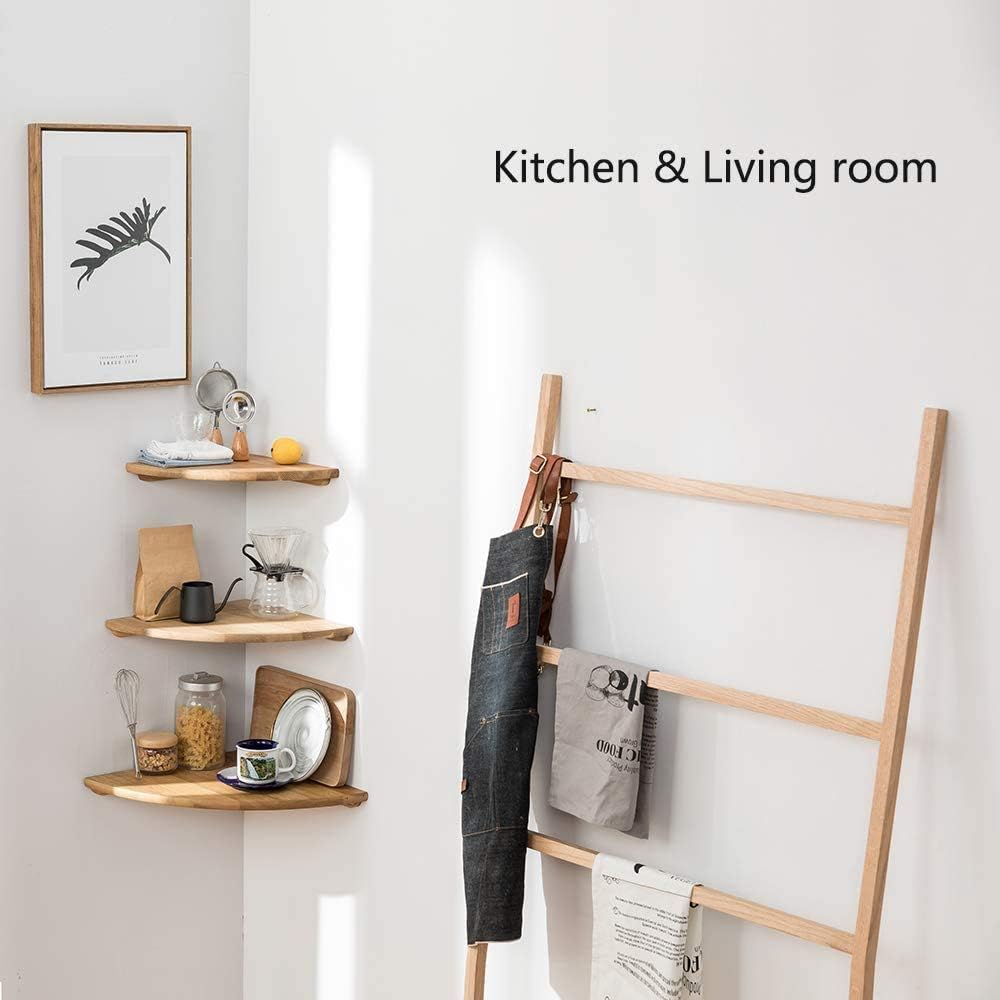 Conamily 7 Inch Solid Oak Floating Corner Shelf