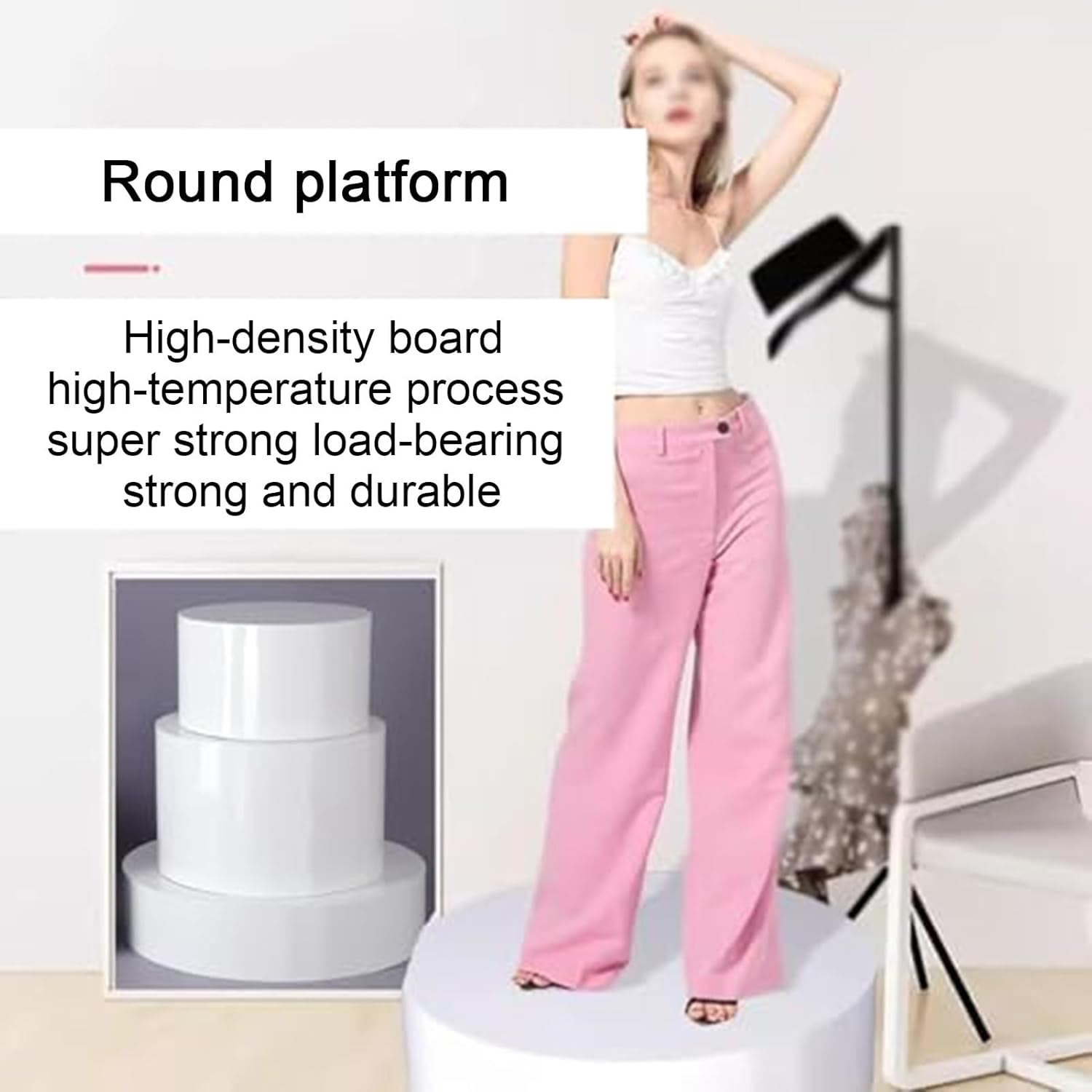 Round Wood Pedestal Display Stand for Clothing Store