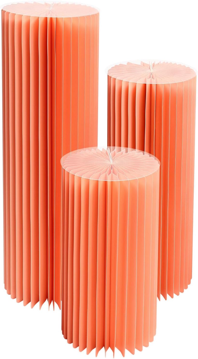 3 Pcs Foldable Paper Columns Display Pedestal Stand with PVC Boards
