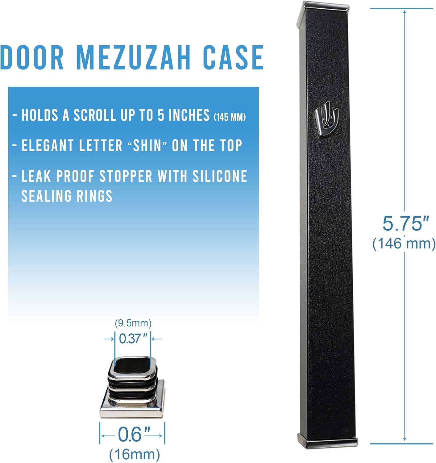 Elegant Modern Door Mezuzah Case Taupe Self Stick