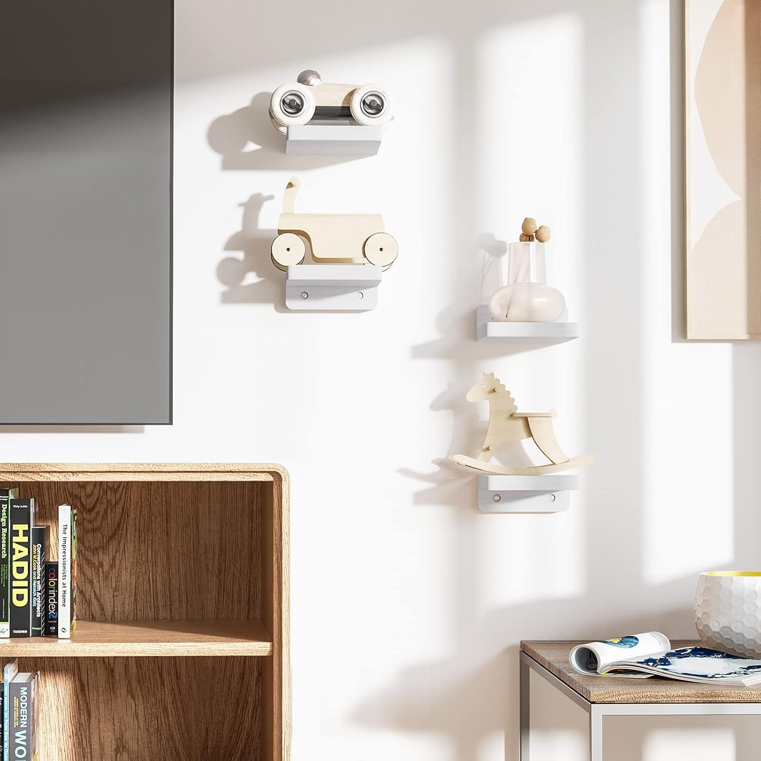 Sriwatan Mini Floating Shelves Set of 4 Washed White