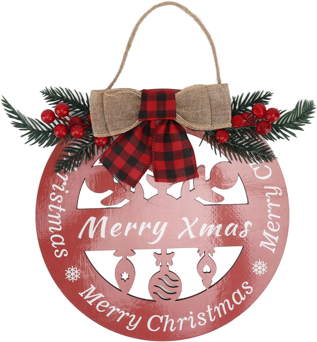 Hollowed Christmas Porch Sign Wooden Door Decor