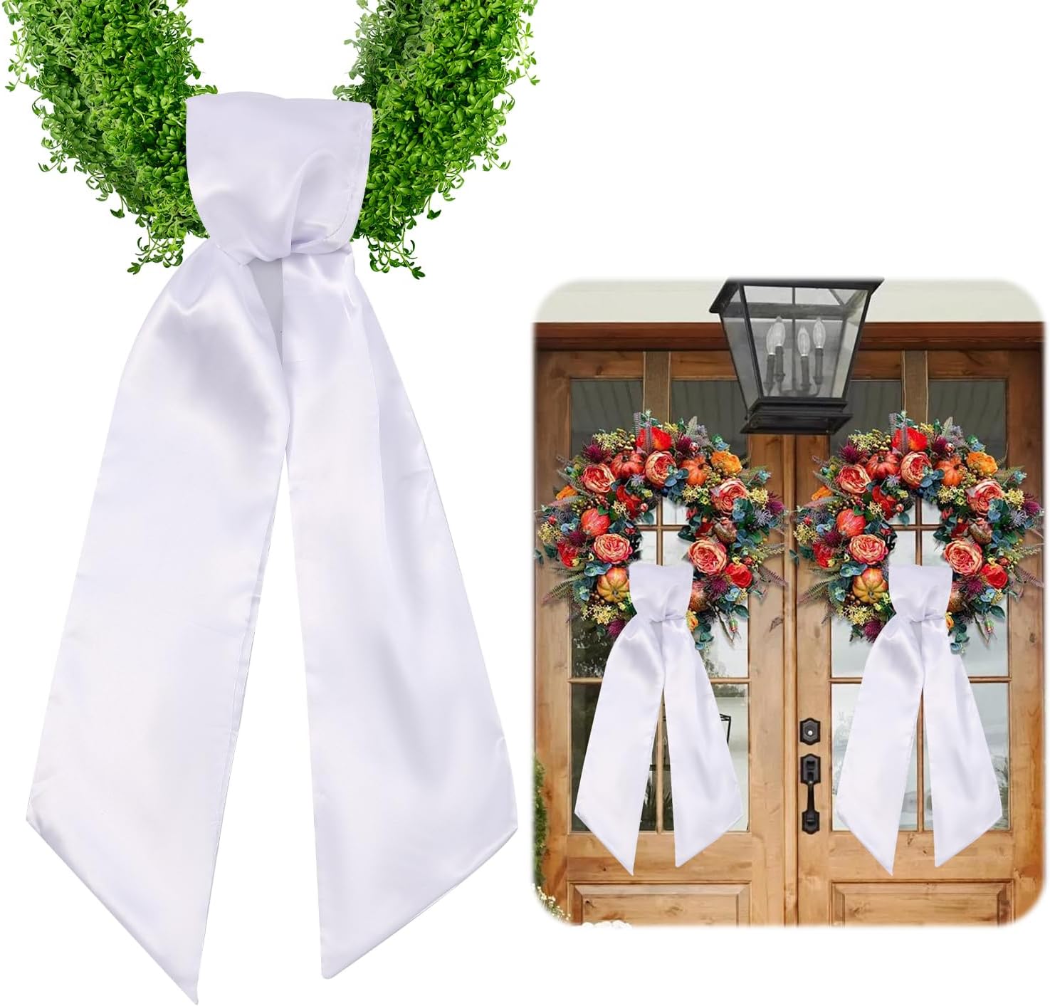 2 Pack Blank White Wreath Sash for Front Door