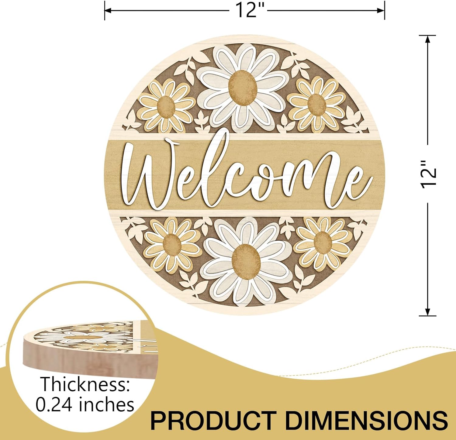 Deroro Spring Summer Daisy Flower Front Door Sign