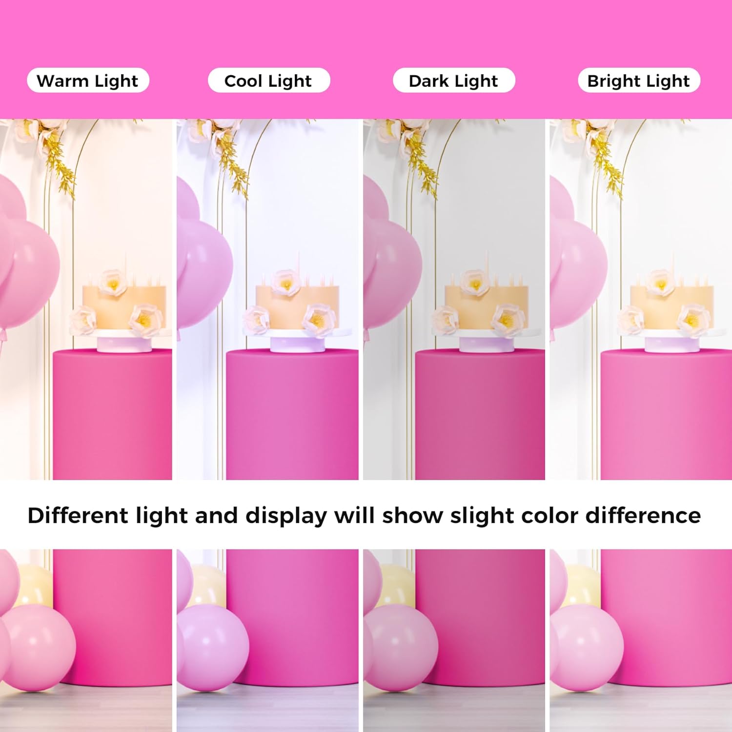 LEBENGURU 5Pcs Cylinder Pedestal Stand Covers Fushia Round Spandex