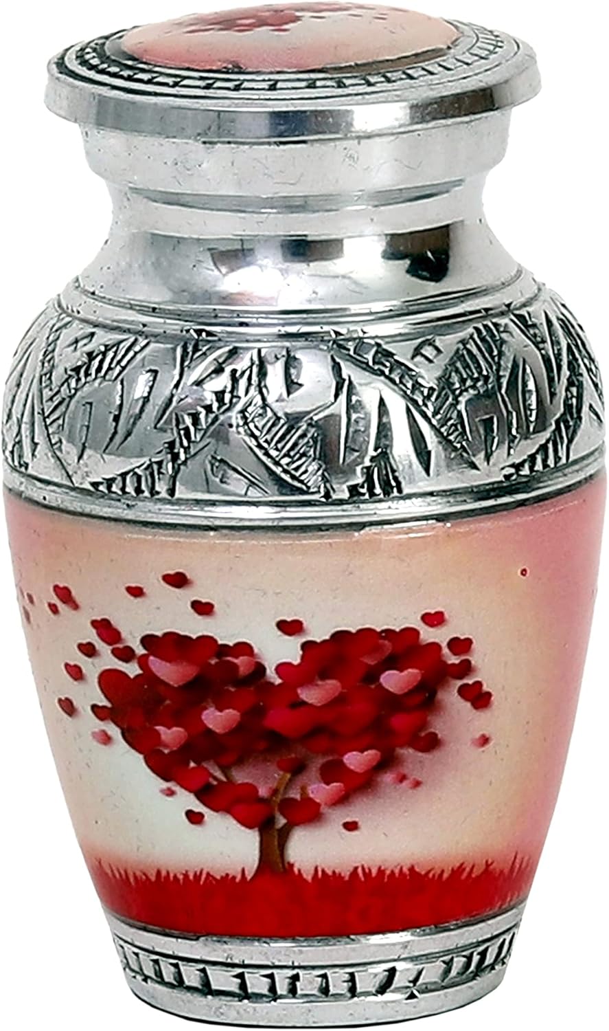 HLC Red Heart Cremation Urn - Mini Keepsake Urn with Velvet Box
