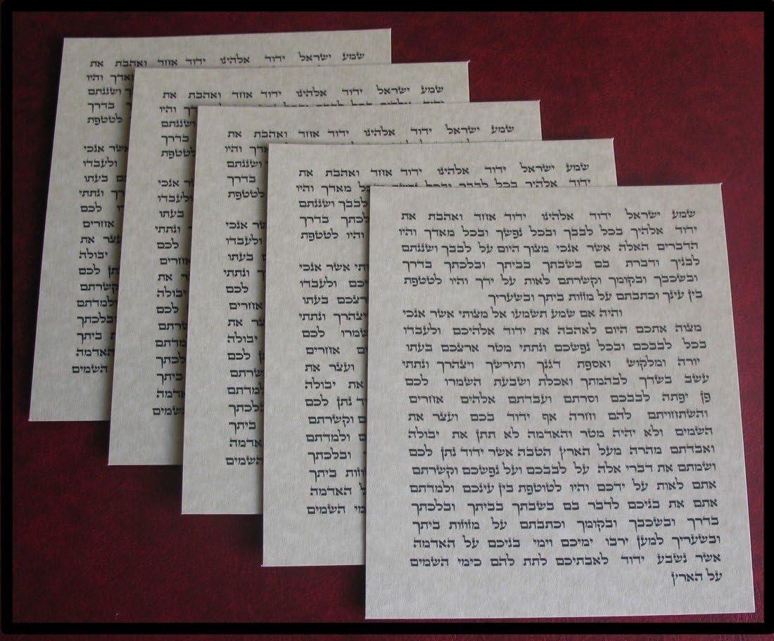 Lot of FIVE Non Kosher Scroll Parchment for Mezuzah Cases 12cm