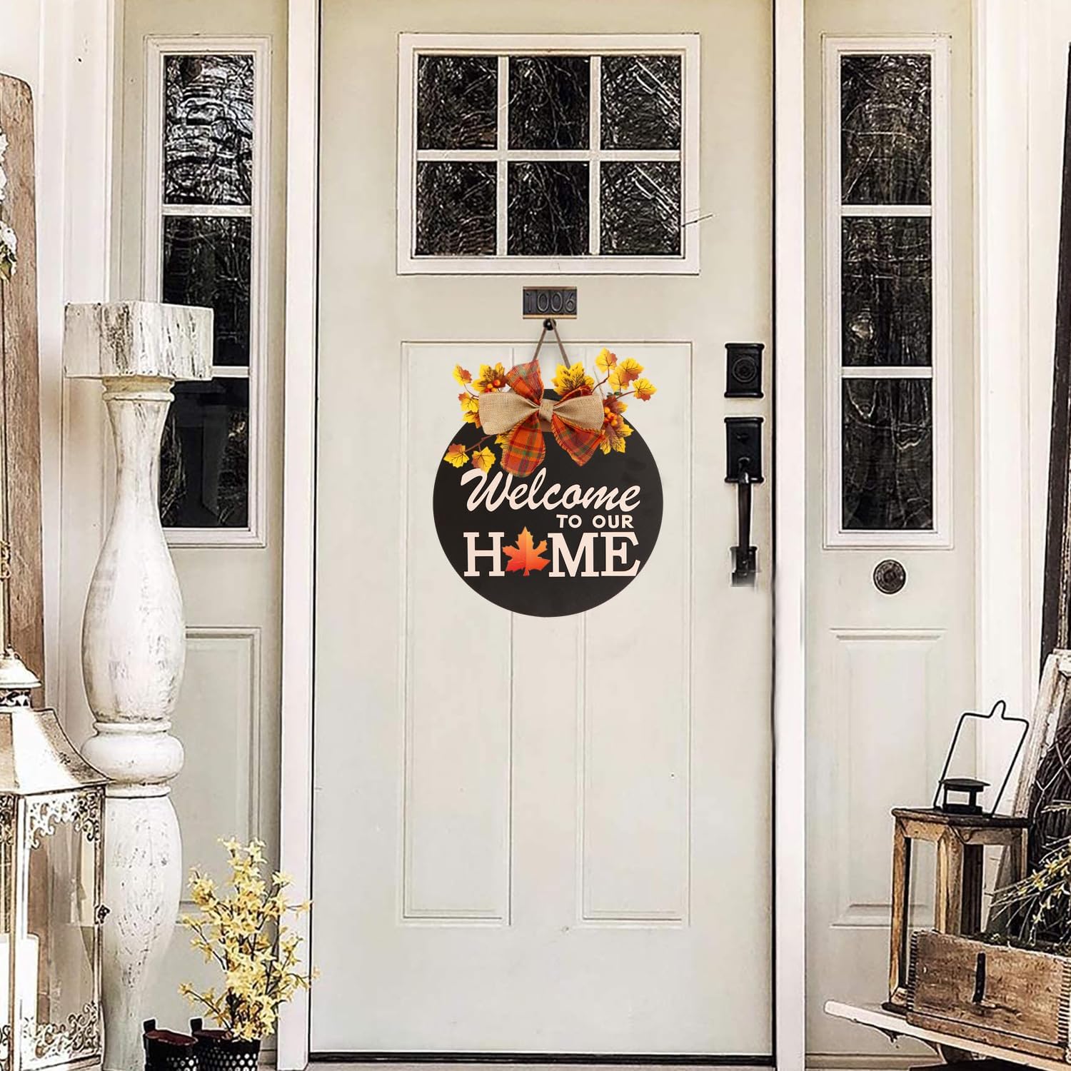Interchangeable Welcome Sign with 4 Wreaths and 14 Holiday Icons
