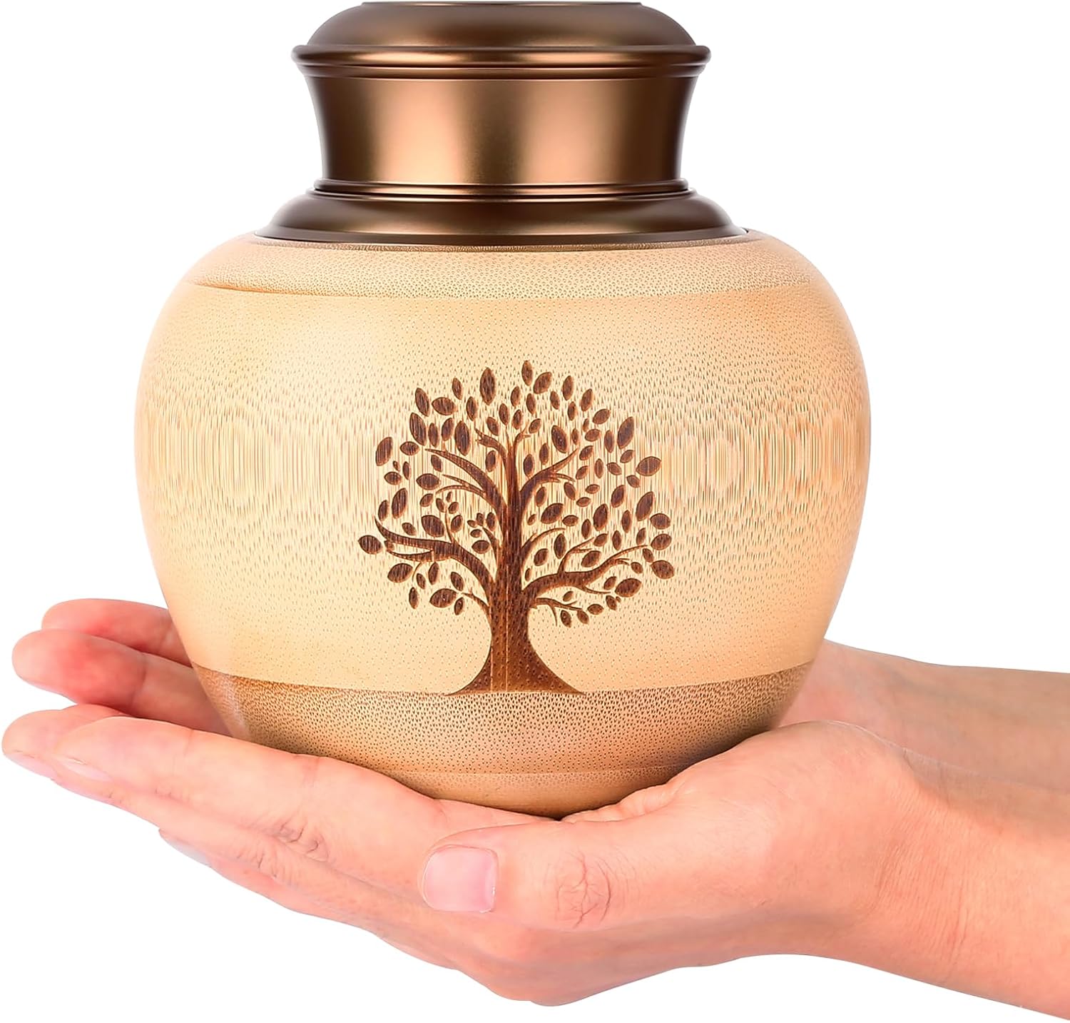 Elegant Bamboo Urn for Human Ashes Medium Capacity