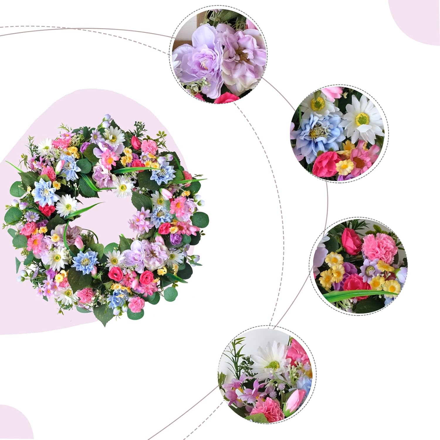 Bibelot 22 Inch Spring Summer Wreath for Front Door