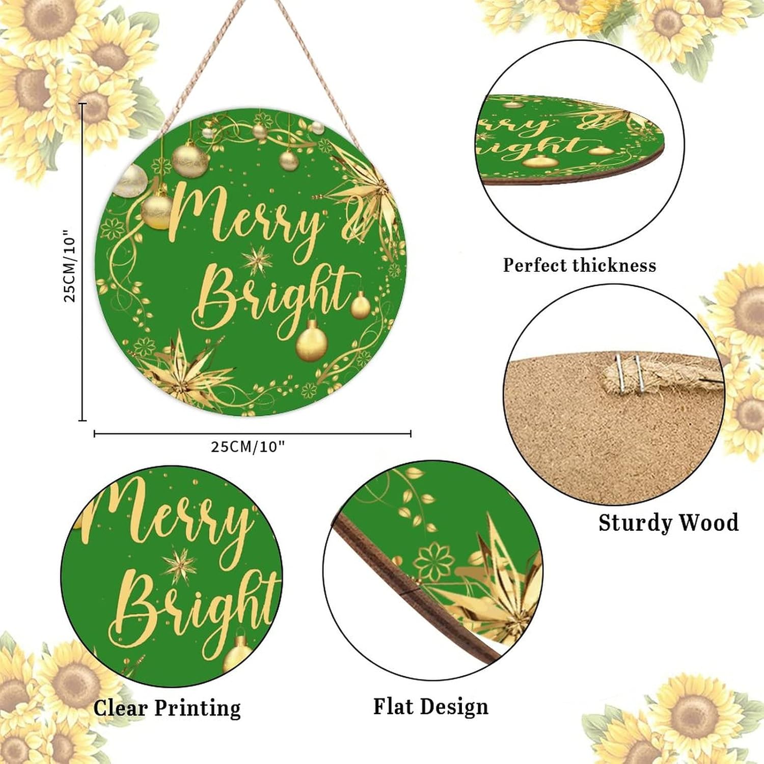Christmas Gold Wreath Door Hanger Home Decor