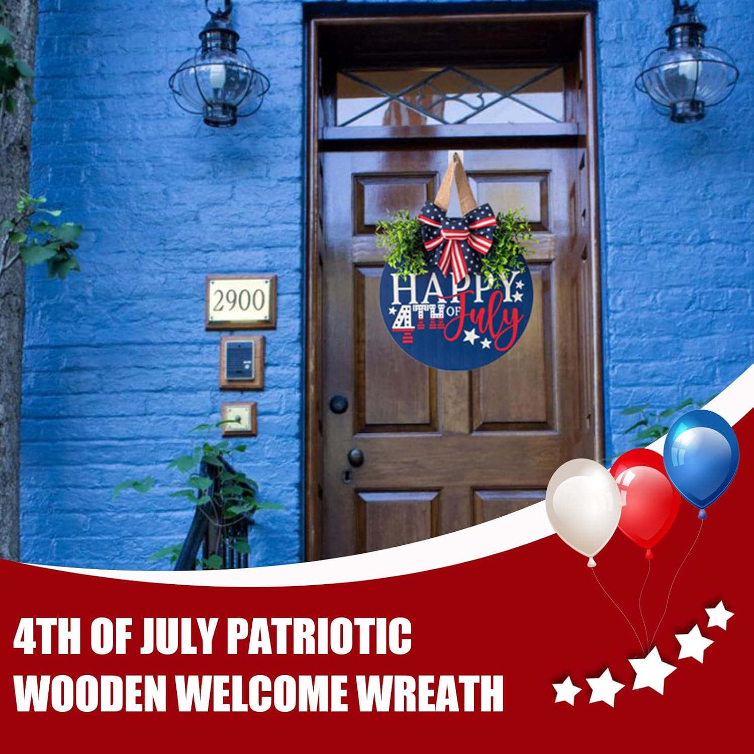4th of July Patriotic Wooden Door Wreath