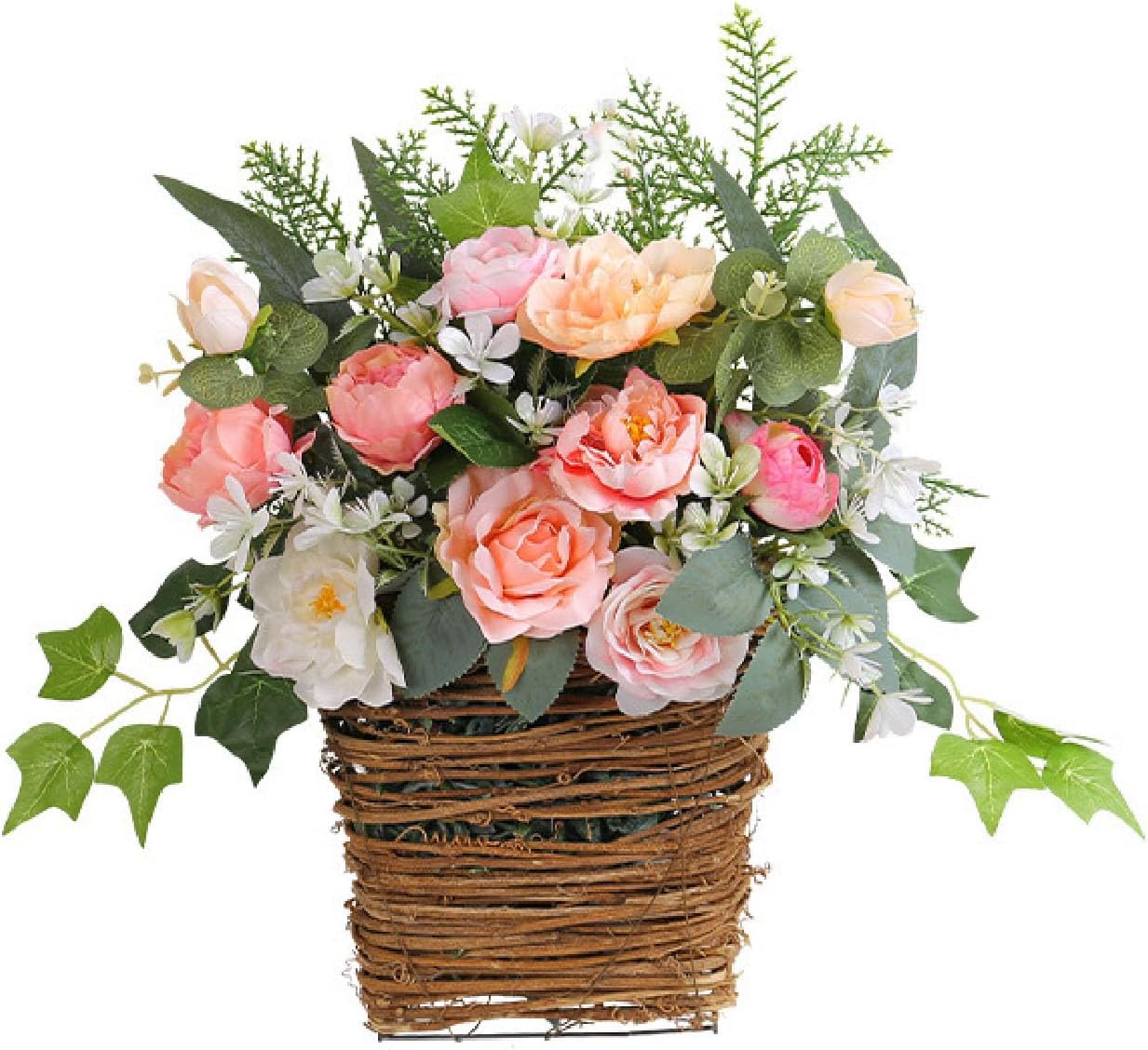 Cream Hydrangea Door Hanger Basket Wreath 1