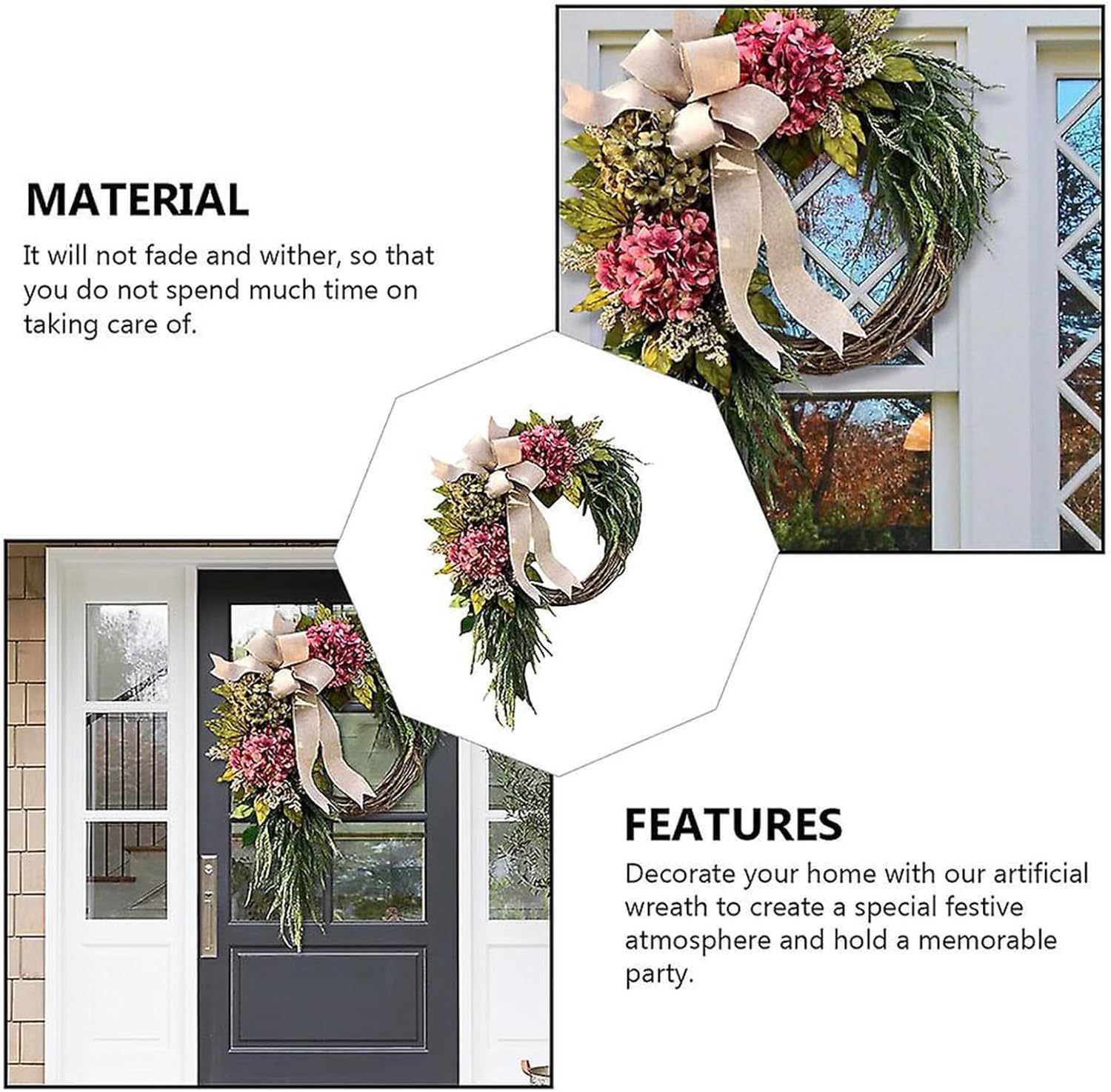 Spring Green Wreath Front Door Decor Accent