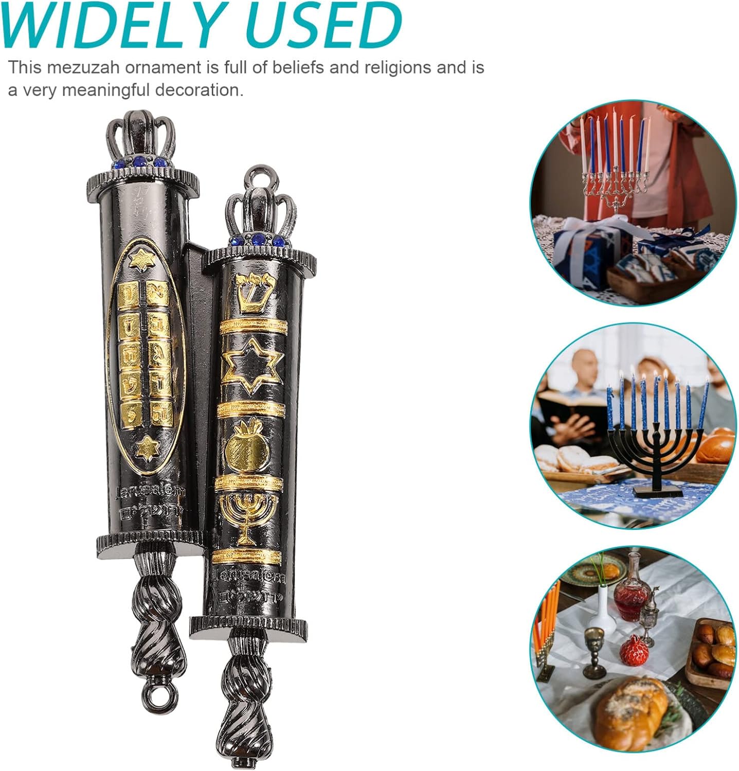 Metal Mezuzah Scroll Pewter Plaque for Jewish Door Blessing
