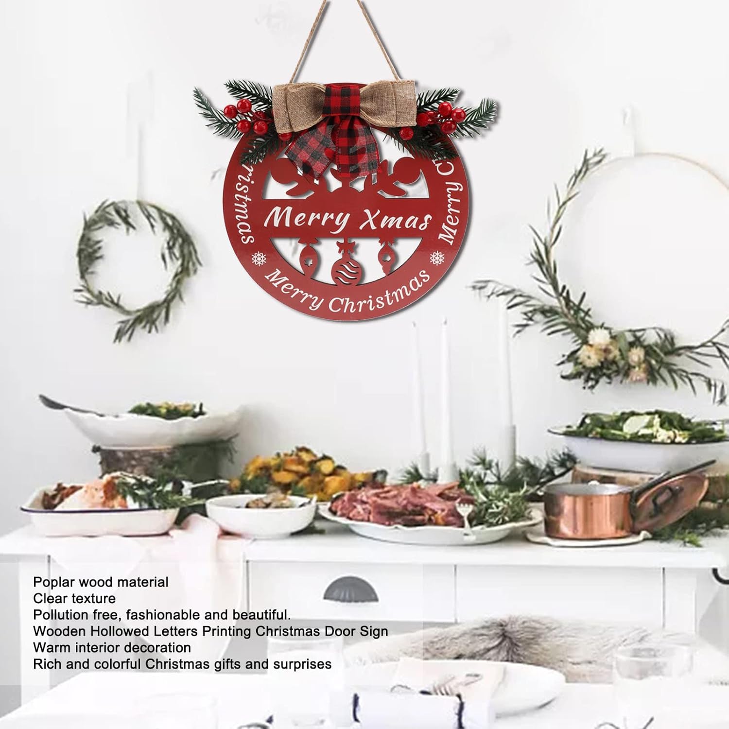 Hollowed Christmas Porch Sign Wooden Door Decor