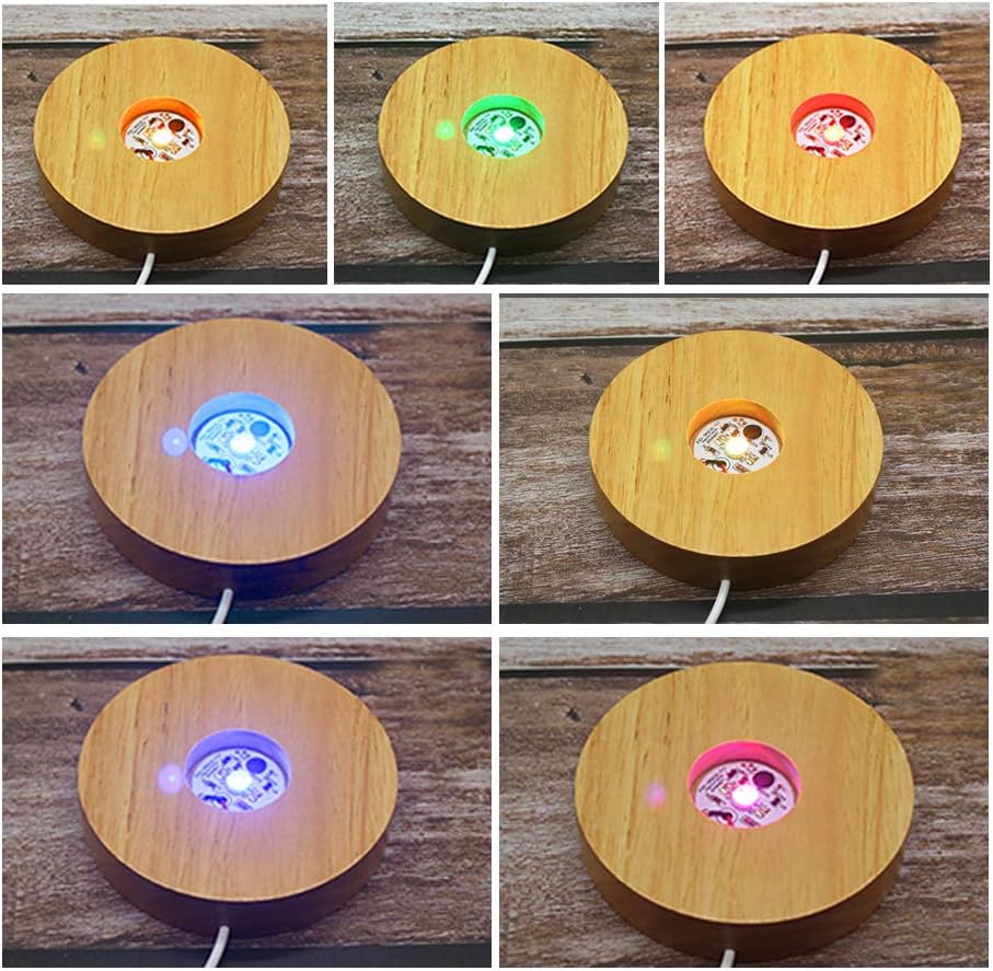 4 Inch LED Wooden Base Display Pedestal with USB Switch