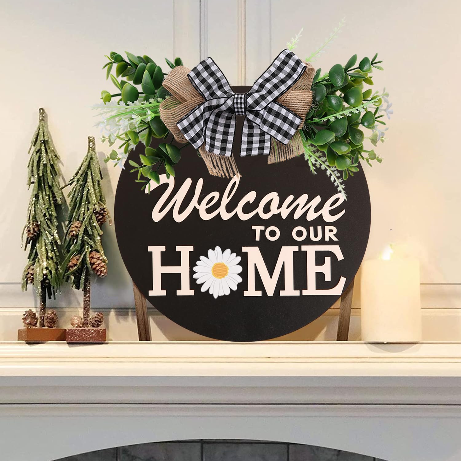 Interchangeable Welcome Sign with 4 Wreaths and 14 Holiday Icons