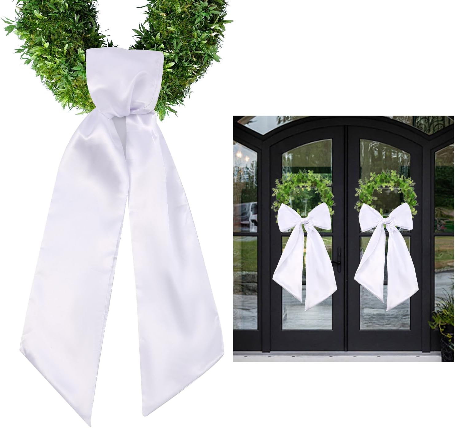 2 Pack Blank White Wreath Sash for Front Door