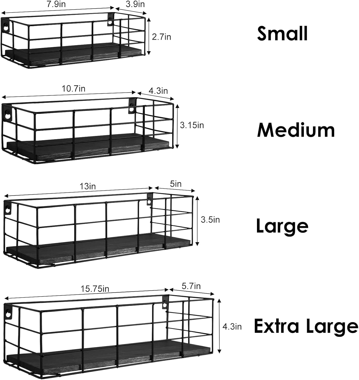 Fixwal 4 Set Floating Shelves Wall Decor Storage Black