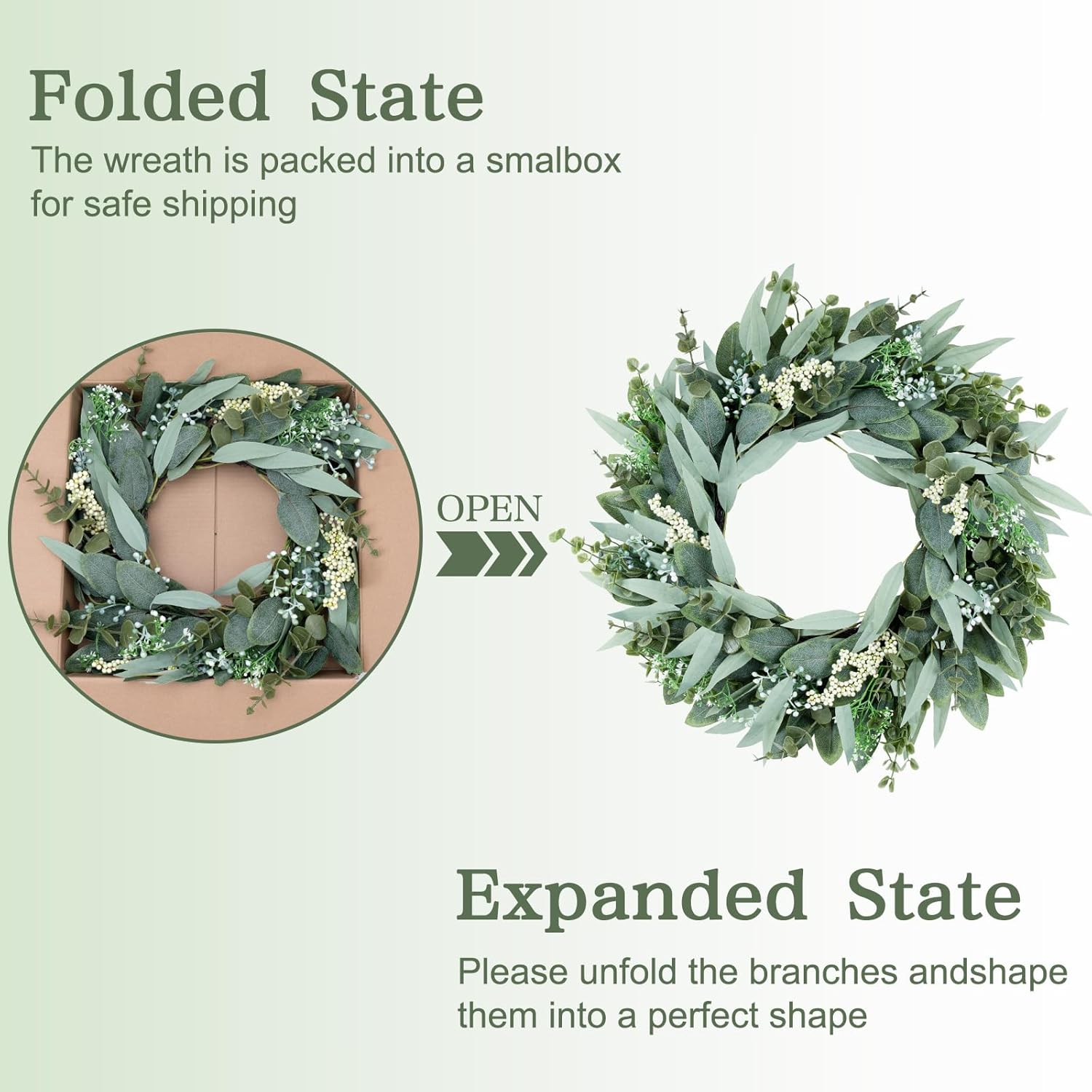 26 Inch Eucalyptus Wreath Artificial Greenery